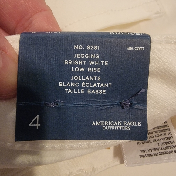 NWT American Eagle sz 4 LONG white jeans jeggings super super stretch - Picture 7 of 9